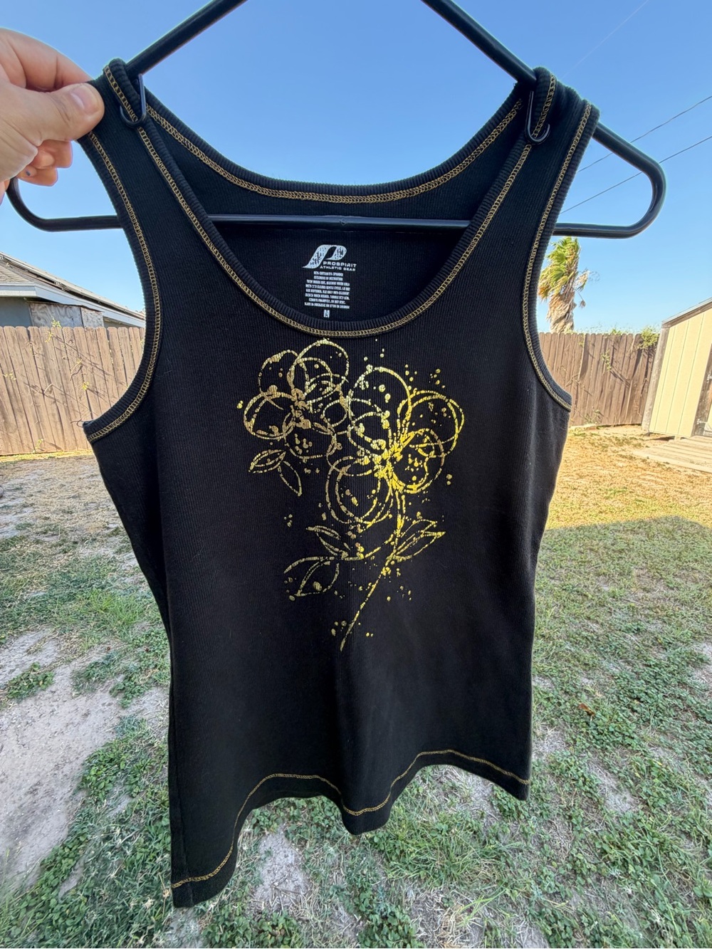 Women’s y2k Prospirit athletic gear black and gold sleeveless stretchy tank
